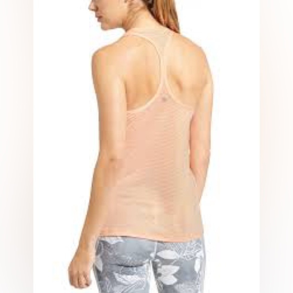 Athleta Shadow Stripe Chi Tank Racerback Gym Top Melon Shock Size Small Workout